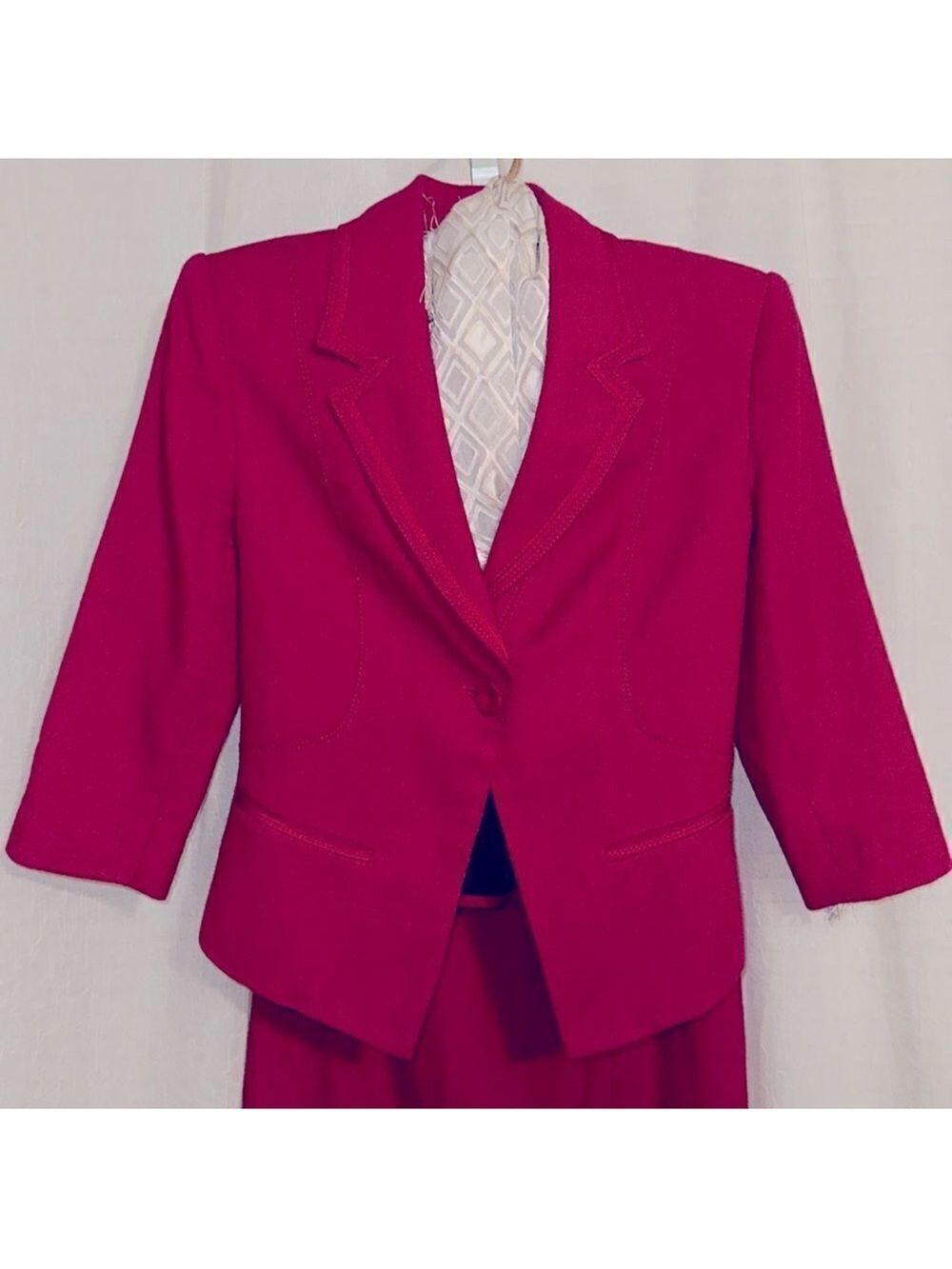 WHMB 0-2 Jacket (0) & Skirt (2) Suit Set Wool Tweed Cranberry Red